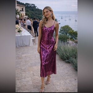 Anthropologie NWT Maeve Sleeveless Sequin Stripe Midi Dress size XS.